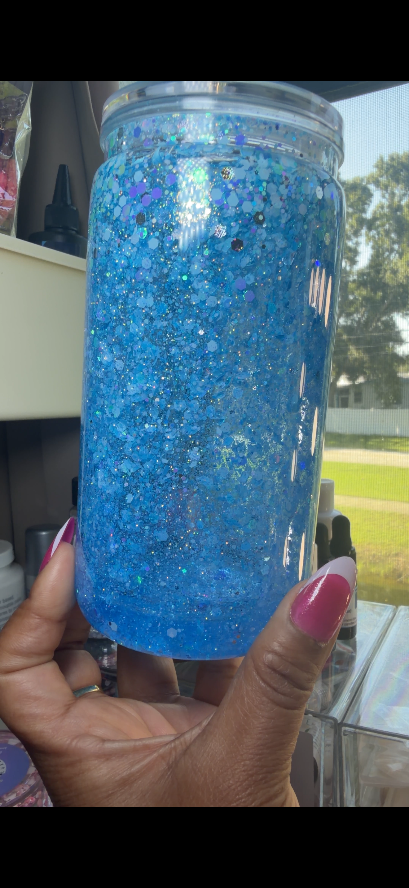 16 oz Waterfall Snowglobe tumbler